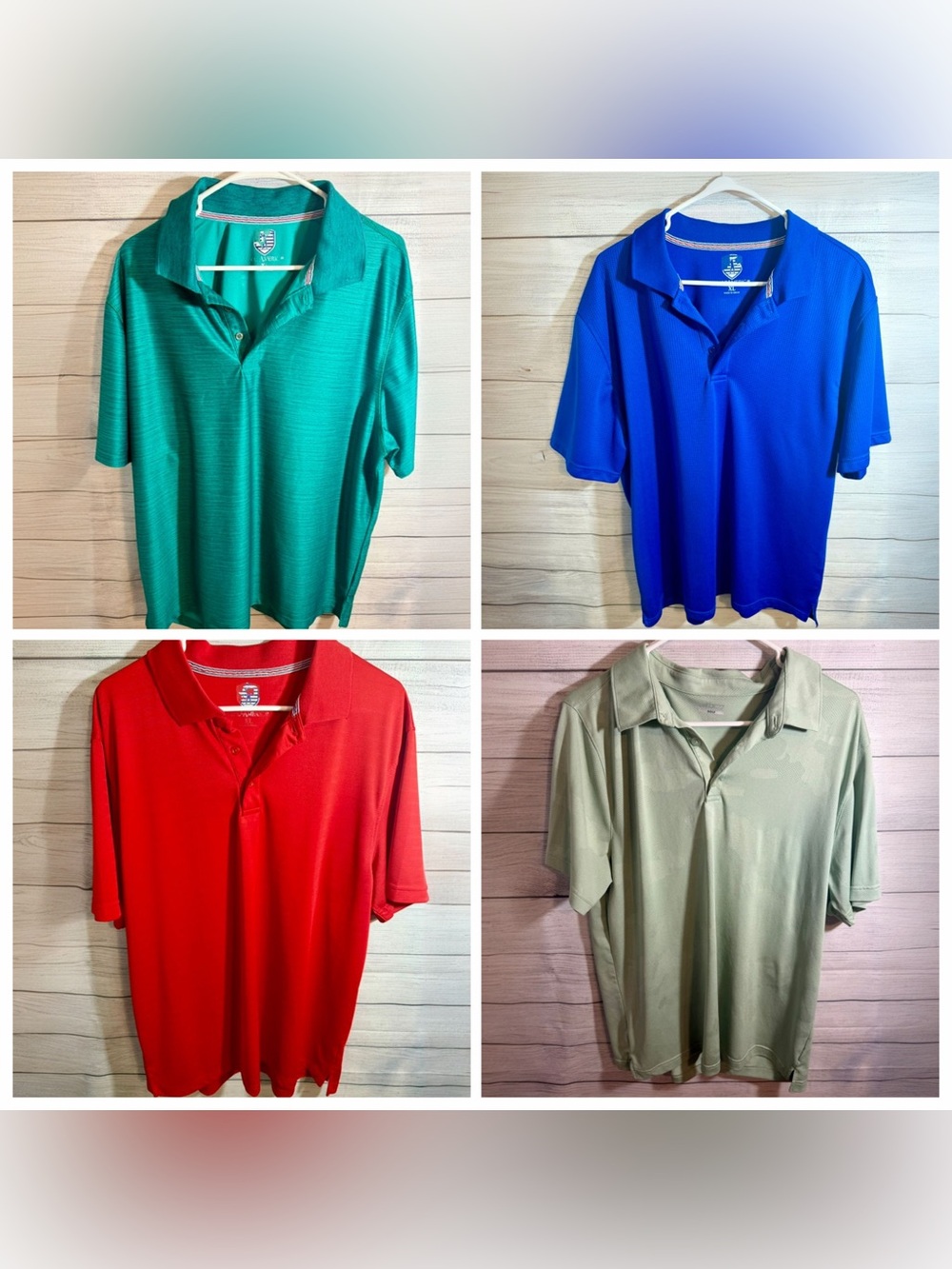Lot of 4 Men's Performance Polo Shirt - Blue, Teal, Red, Sage - Golf America/BCG